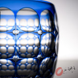 KAGAMI Crystal Edo-Kiriko Round Rock Glass - Hydrangea / 鍋谷聰 紫陽花