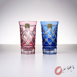 KAGAMI Crystal Edo-Kiriko Pair Slim Glass - Star Link Pattern / 江戸切子 ペアグラス 星繋ぎ