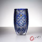 KAGAMI Crystal Edo-Kiriko Vase - Bamboo Leaf & Octagonal Basket Weave / 笹っ葉に八角籠目紋