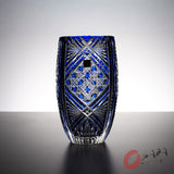 KAGAMI Crystal Edo-Kiriko Vase - Bamboo Leaf & Octagonal Basket Weave / 笹っ葉に八角籠目紋