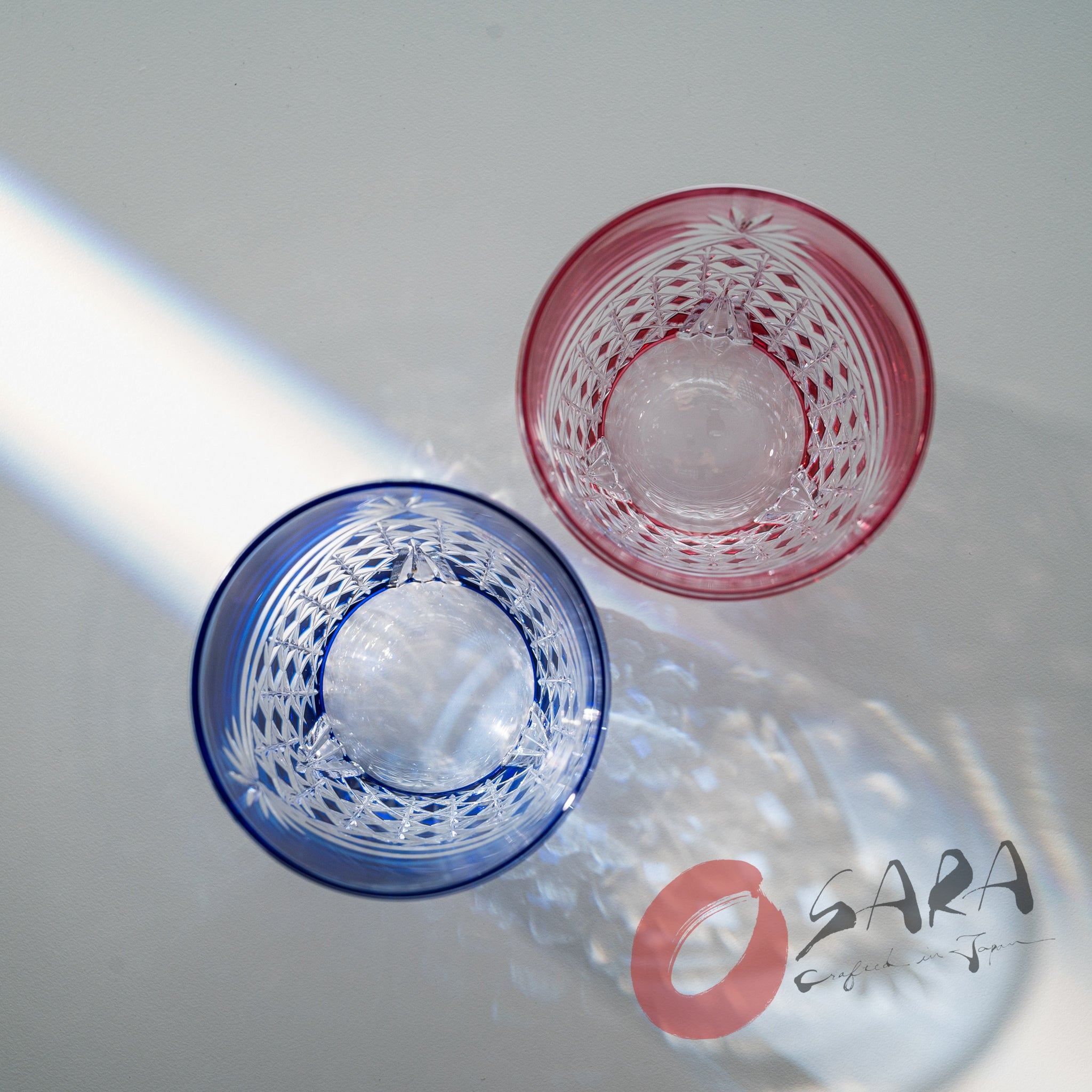KAGAMI Crystal Edo-Kiriko Pair Whiskey Glass - 240 ml / Drape