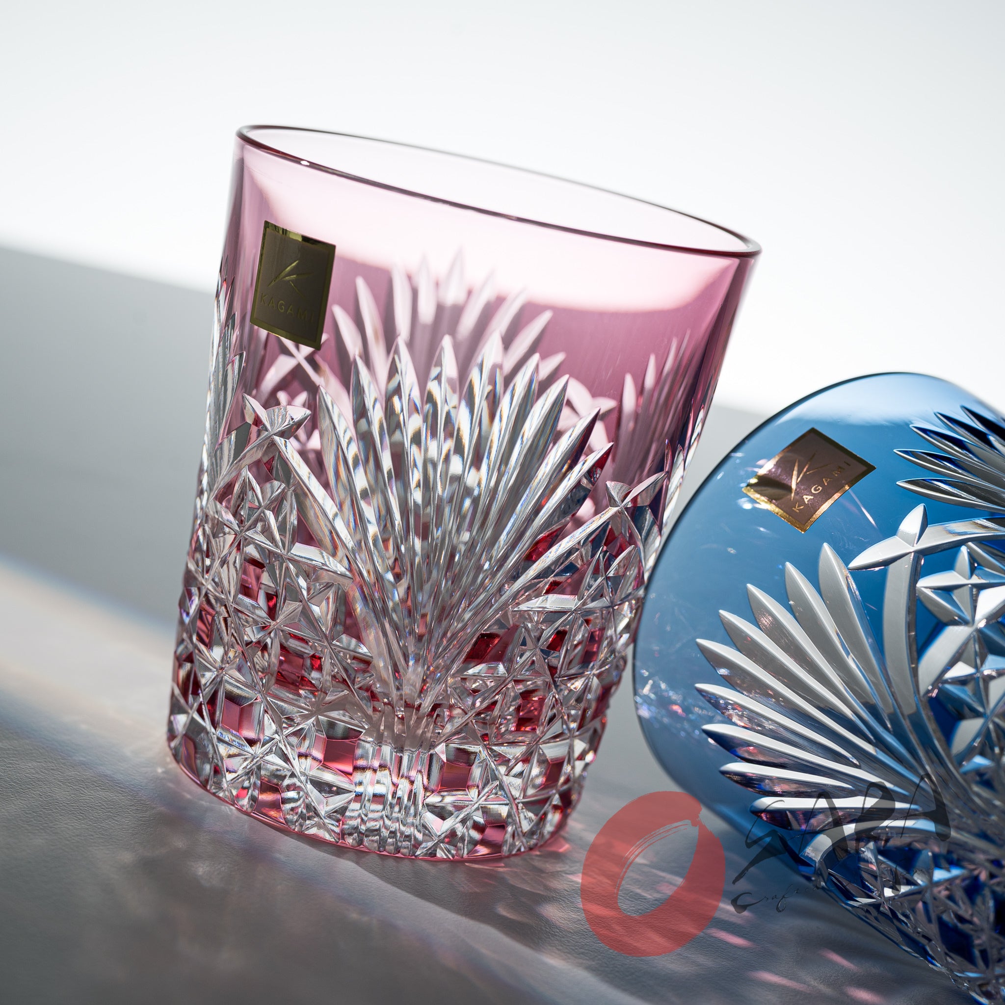 KAGAMI Crystal Edo Kiriko Pair Whiskey Glass 240 Ml Bamboo Leave kagami-crystal-edo-kiriko-pair-whiskey-glass-240-ml-bamboo-leave