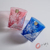 KAGAMI Crystal Edo-Kiriko Pair Sake Glass - Edo Chrysanthemum