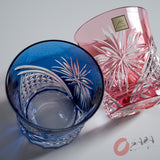 KAGAMI Crystal Edo-Kiriko Pair Sake Glass - Edo Chrysanthemum