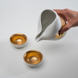 Mino ware Pottery Sake Set - White Gold Twisting / やまい伊藤 酒器セット