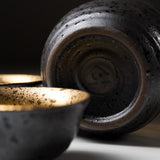 Mino ware Pottery Sake Set - Black Gold Twisting / やまい伊藤 酒器セット
