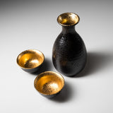 Mino ware Pottery Sake Set - Black Crystal with Gold / やまい伊藤 酒器セット