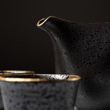 Mino ware Pottery Sake Set - Round Black / やまい伊藤 酒器セット