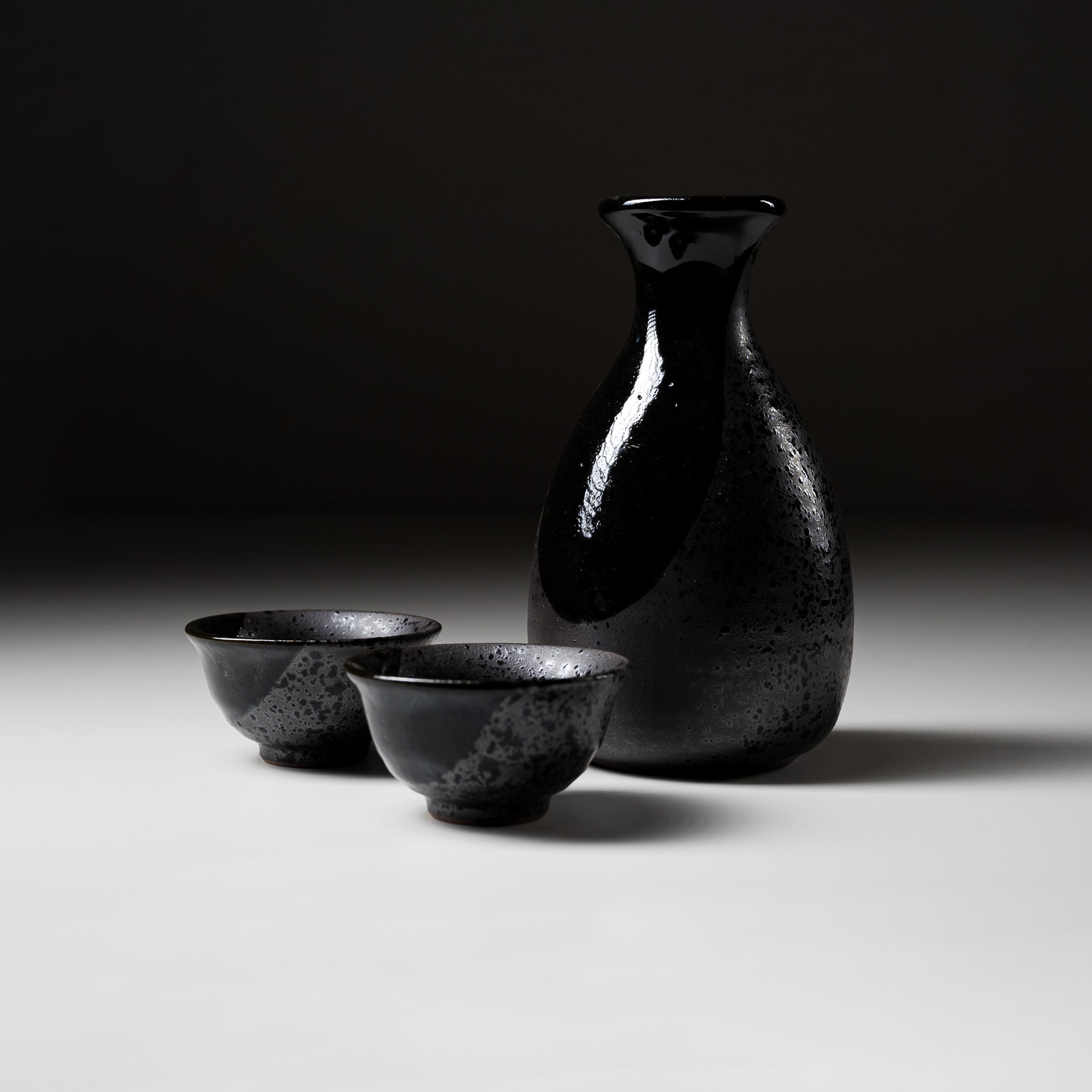 Mino ware Pottery Sake Set - Black Crystal / やまい伊藤 酒器セット