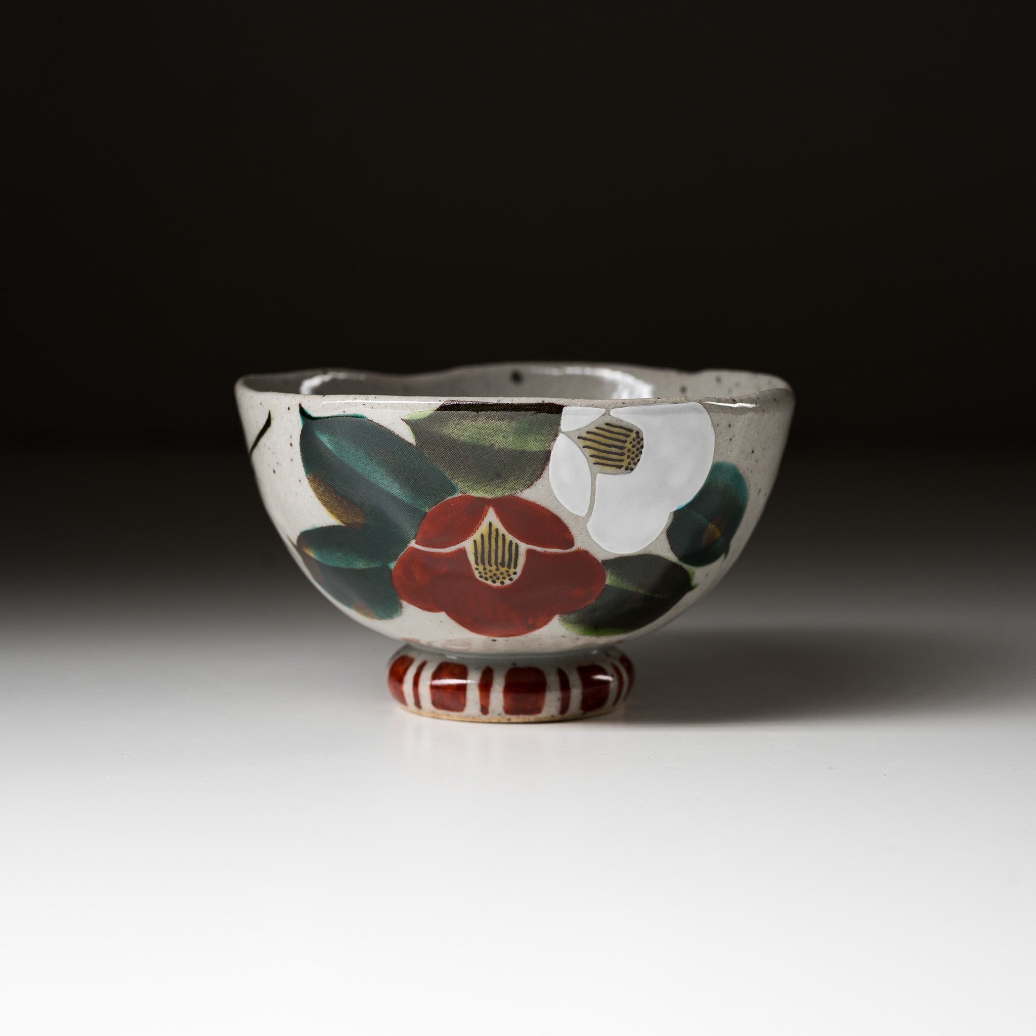 Kutani ware Rice Bowl - Camellia / 九谷焼 茶碗