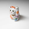 Kutani Ware Animal Ornament - White Flower Cat 