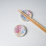 Kutani ware Pair Chopstick Rest - Sakura