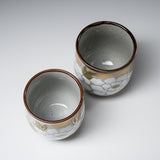 Kutani ware White Peony Pair Yunomi Tea Cup / 九谷焼 ペア湯呑み