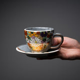 Kutani ware Premium Tea Cup and Saucer - Hanazume / 九谷焼 ティーカップ