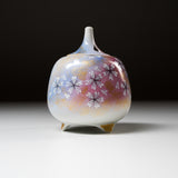 Kutani Ware Incense Burner Container - Round Sakura Blossom / 九谷焼 香炉