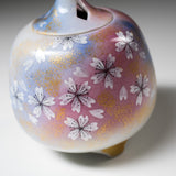 Kutani Ware Incense Burner Container - Round Sakura Blossom / 九谷焼 香炉