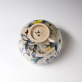 Kokuzou Kiln Kutani Tea Cup "Dancing Flower" / Small Matcha Bowl - Blue / 虚空蔵窯