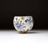 Kokuzou Kiln Kutani Tea Cup "Dancing Flower" / Small Matcha Bowl - Blue / 虚空蔵窯