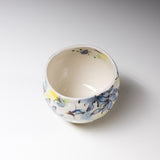 Kokuzou Kiln Kutani Tea Cup "Dancing Flower" / Small Matcha Bowl - Blue / 虚空蔵窯