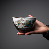 Kutani ware Large Rice Bowl - Lucky Blue Bird / 九谷焼 茶碗