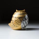 Kutani Ware Animal Ornament - Golden Owl / 九谷焼 金色梟