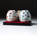 Kutani Ware Animal Ornament - Dot Pair Owl / 九谷焼 ペア梟