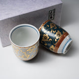 Kutani ware Aochibu x Shirochibu Pair Yunomi Tea Cup / 九谷焼 ペア湯呑み