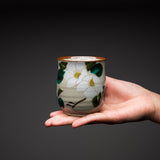 Kutani ware Gold Camellia Pair Yunomi Tea Cup / 九谷焼 ペア湯呑み