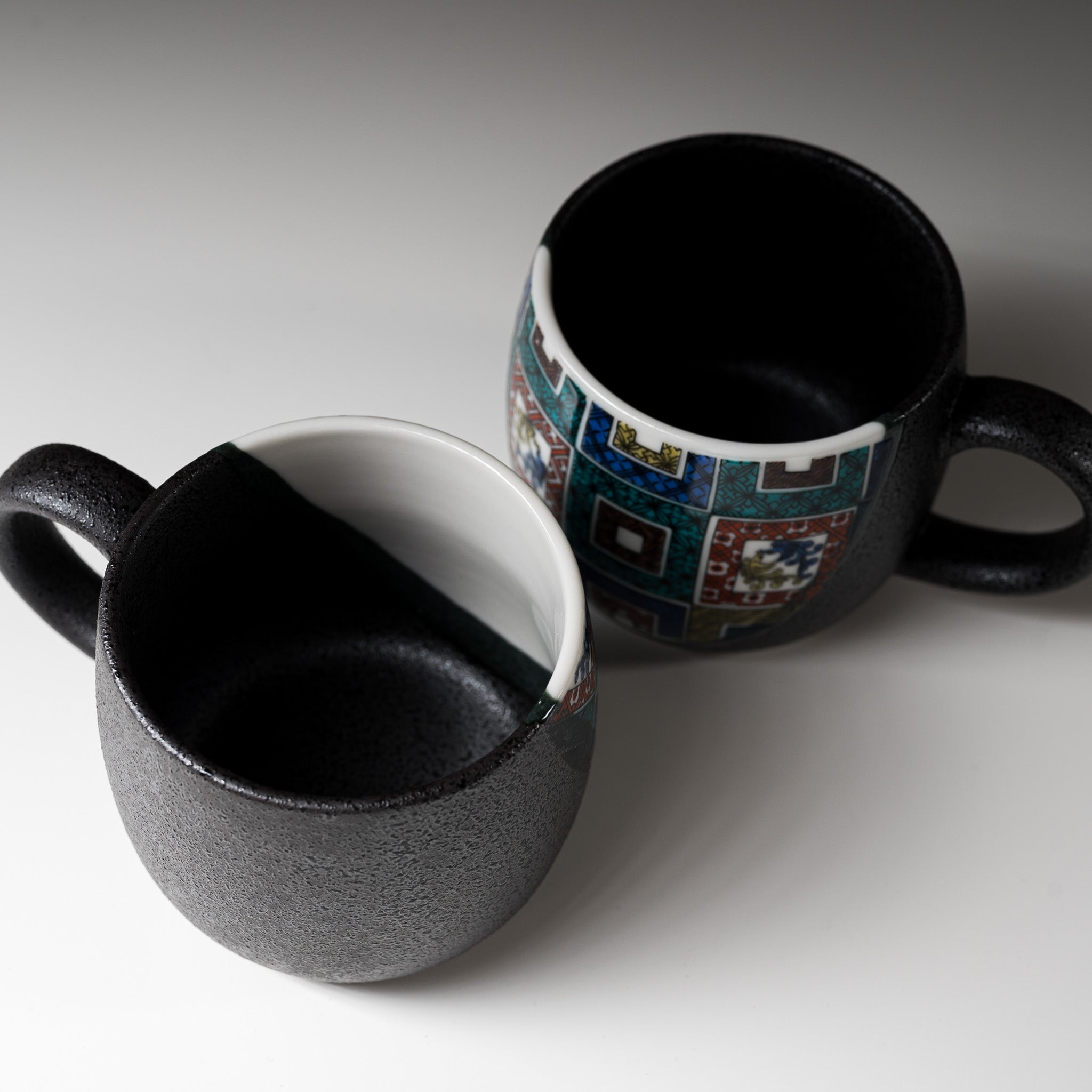 Kutani ware Pair Mug Cup - Stone Tatami / 九谷焼 石畳 ペアマグカップ