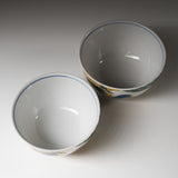 Kutani ware Pair Rice Bowl - Sparrow / 九谷焼 ペア茶碗