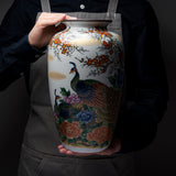 Kutani ware Premium Vase - Peony Peacock / 九谷焼 花瓶 牡丹孔雀