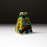 Kutani ware Pyramid Shape Vase - Owl / 九谷焼 花入