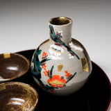 Kutani ware Sake Set with Tray - Plum / 九谷焼 酒器セット 紅白梅