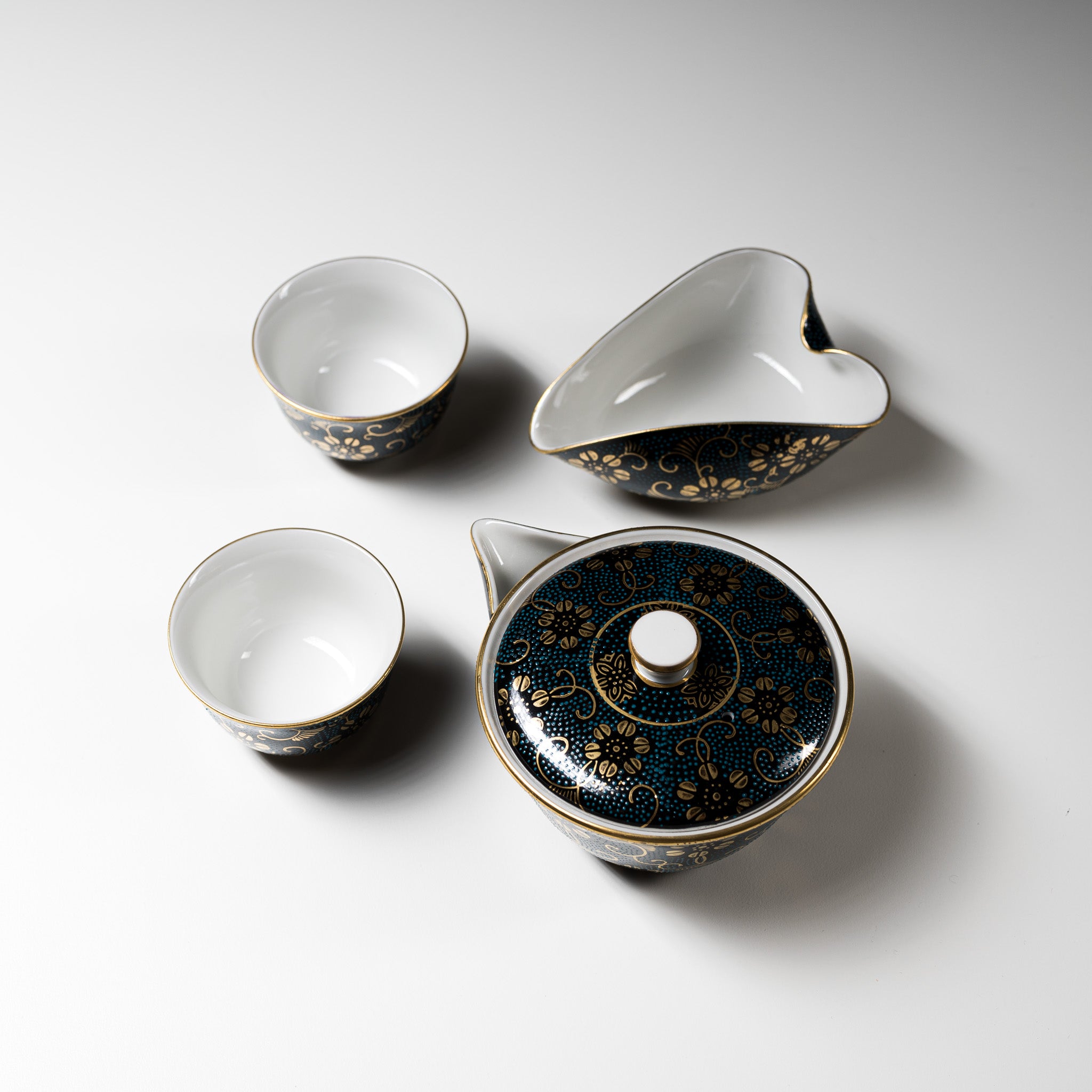 Kutani ware Premium Tea Set - Aochibu / 九谷焼 茶器揃え