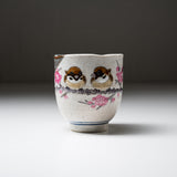 Kutani ware Japanese Yunomi Tea Cup - Sparrow / 春の雀