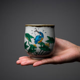 Kutani ware Japanese Yunomi Tea Cup - Kingfisher / 九谷焼 湯呑み