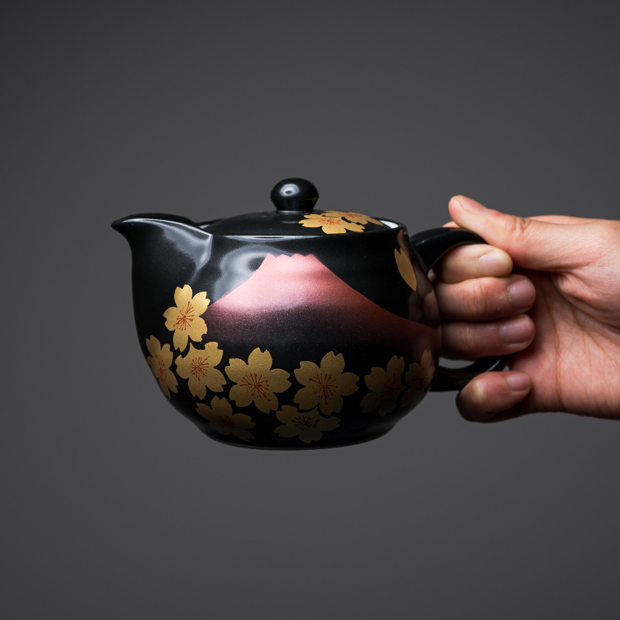 Kutani ware Single Tea Pot - Fuji Sakura - 360 ml / 九谷焼 急須