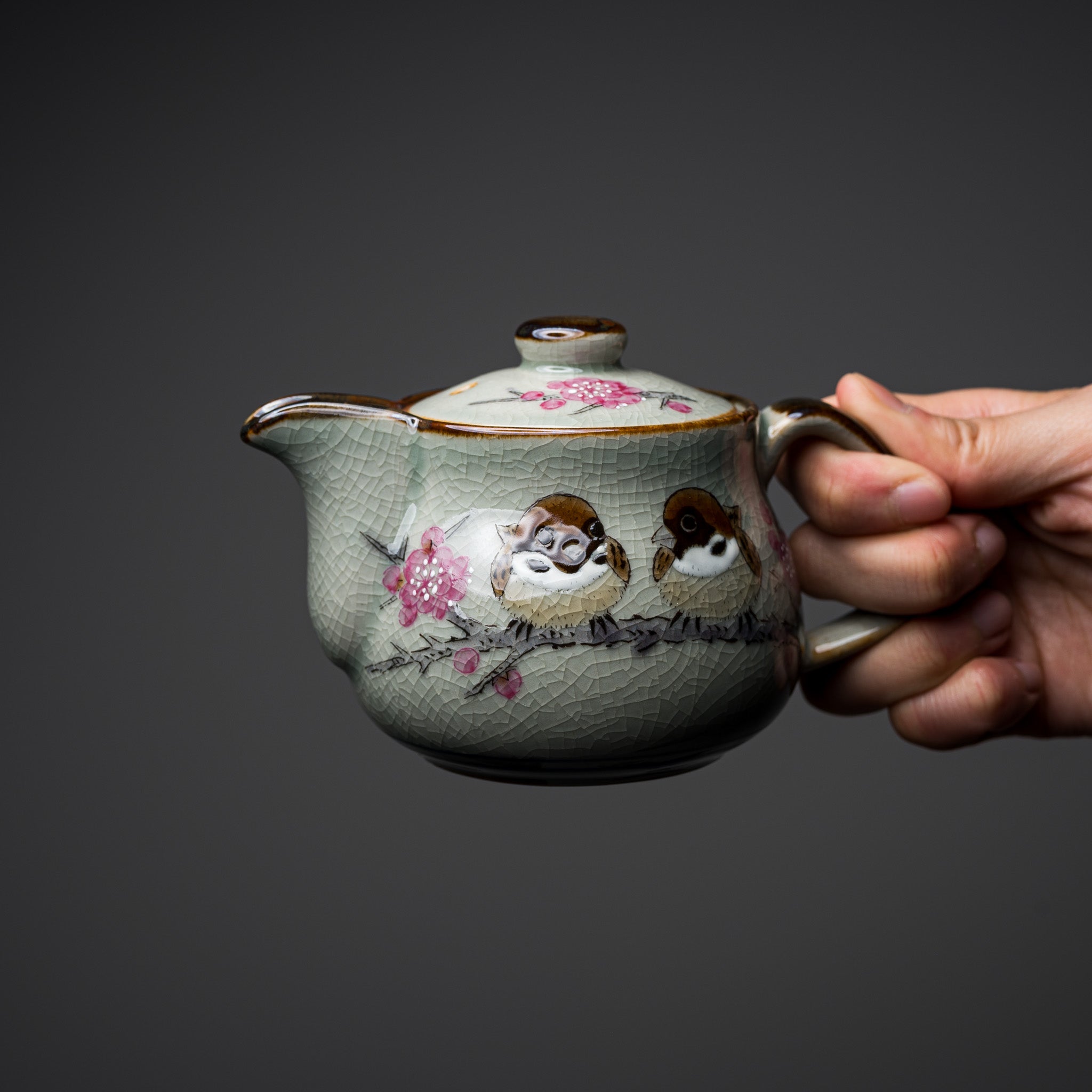 Kutani ware Single Tea Pot - Spring Sparrow / 九谷焼 急須