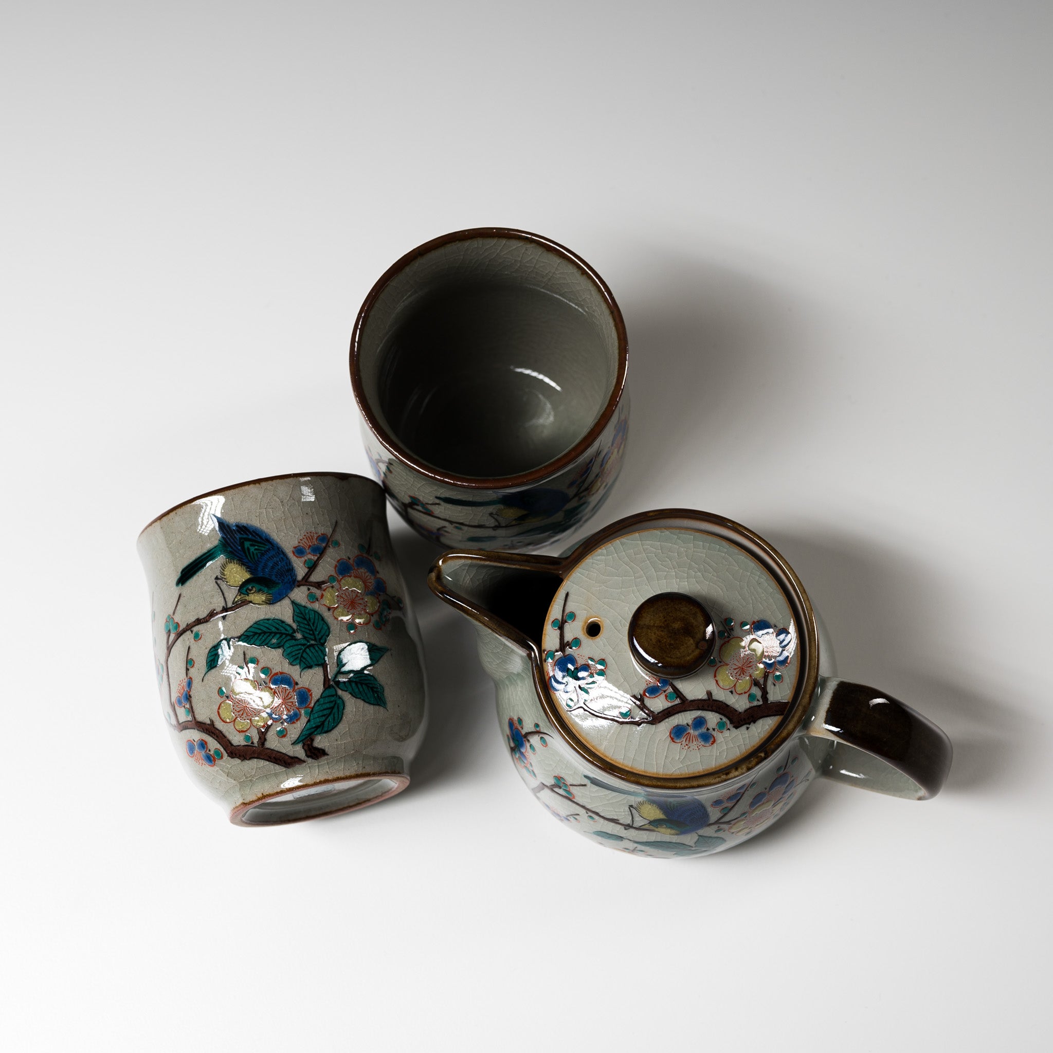 Kutani ware Tea Set - Blue Bird / 九谷焼 ティーセット