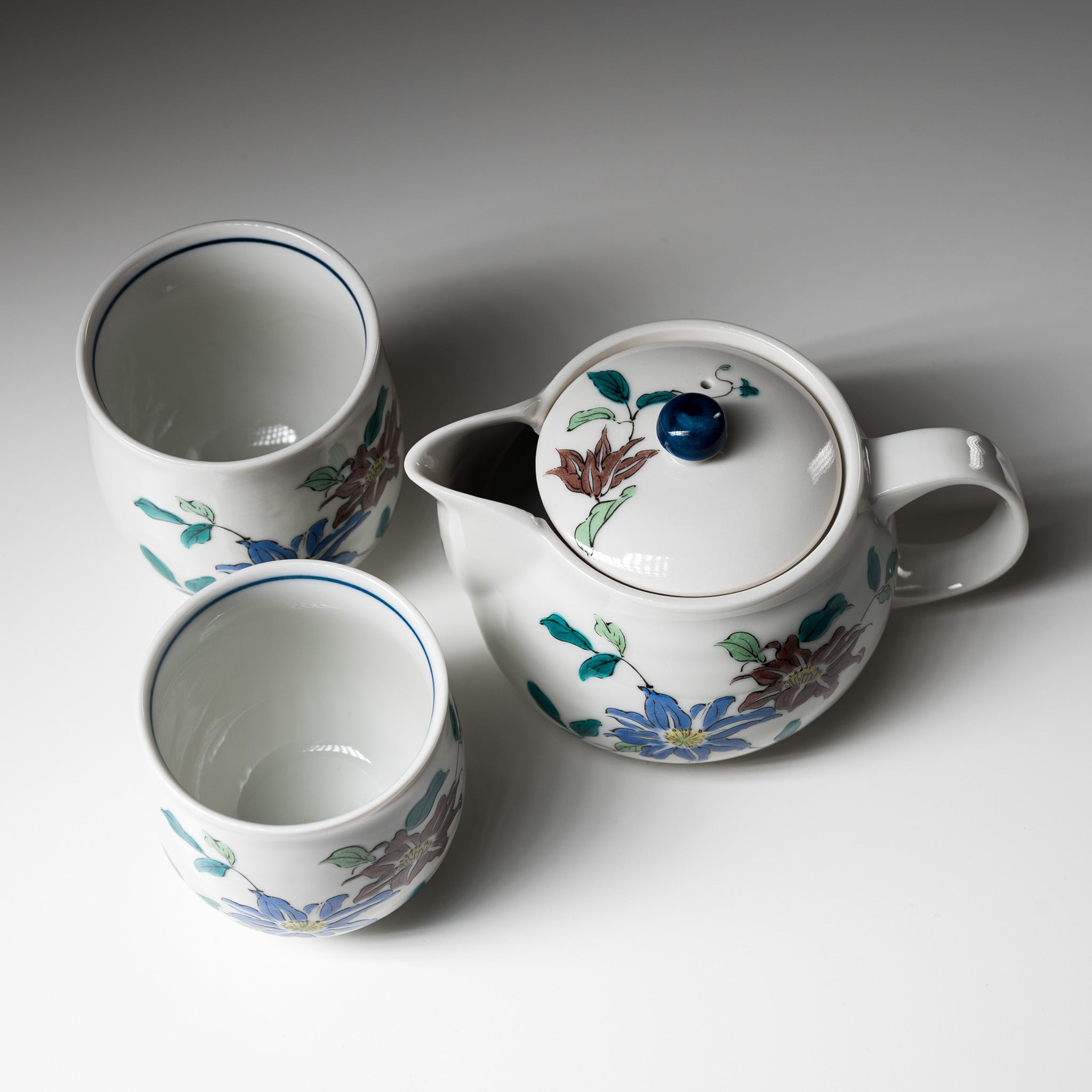 Kutani ware Tea Set - Clematis Florida / 九谷焼 ティーセット