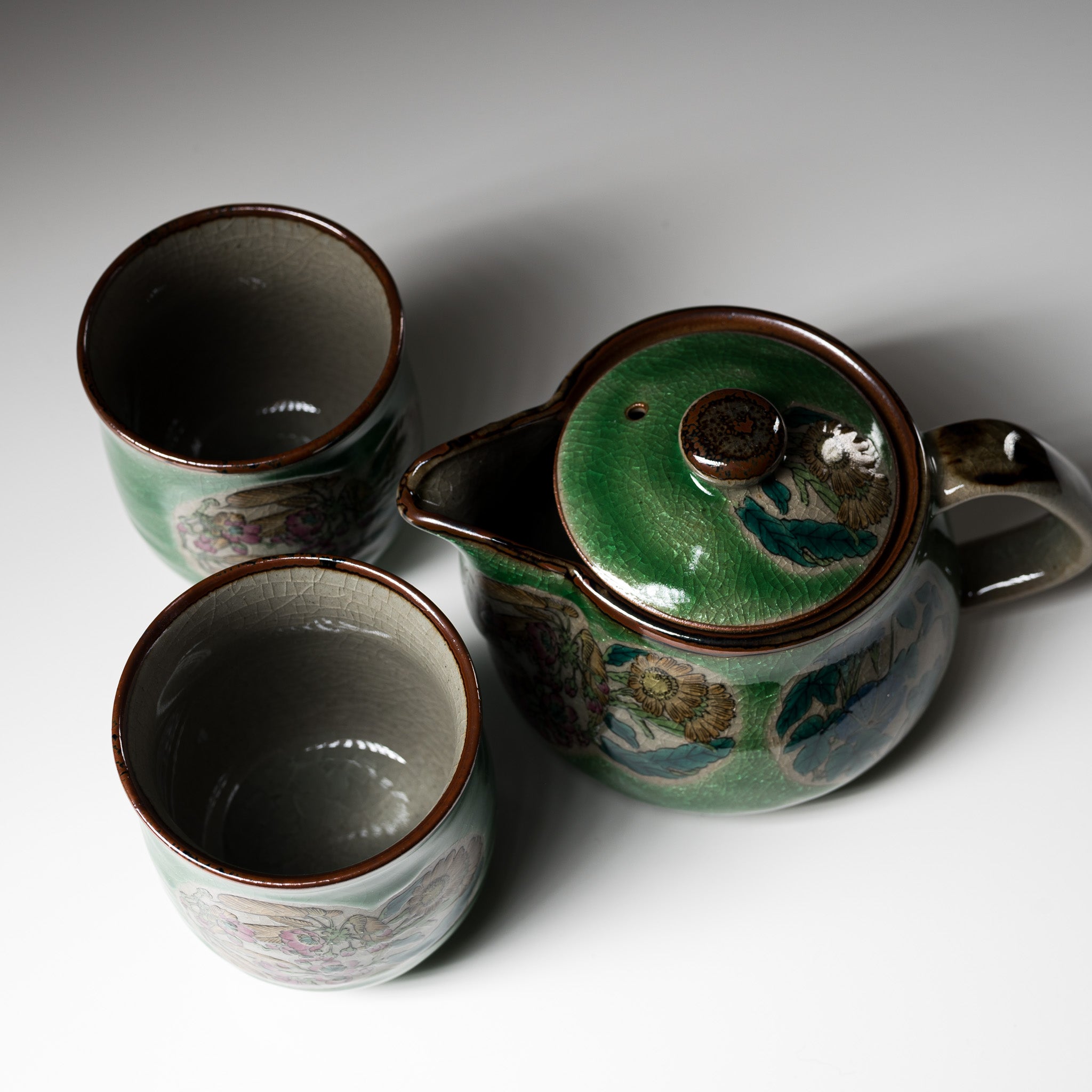 Kutani ware Tea Set - Marumon Flower / 九谷焼 ティーセット