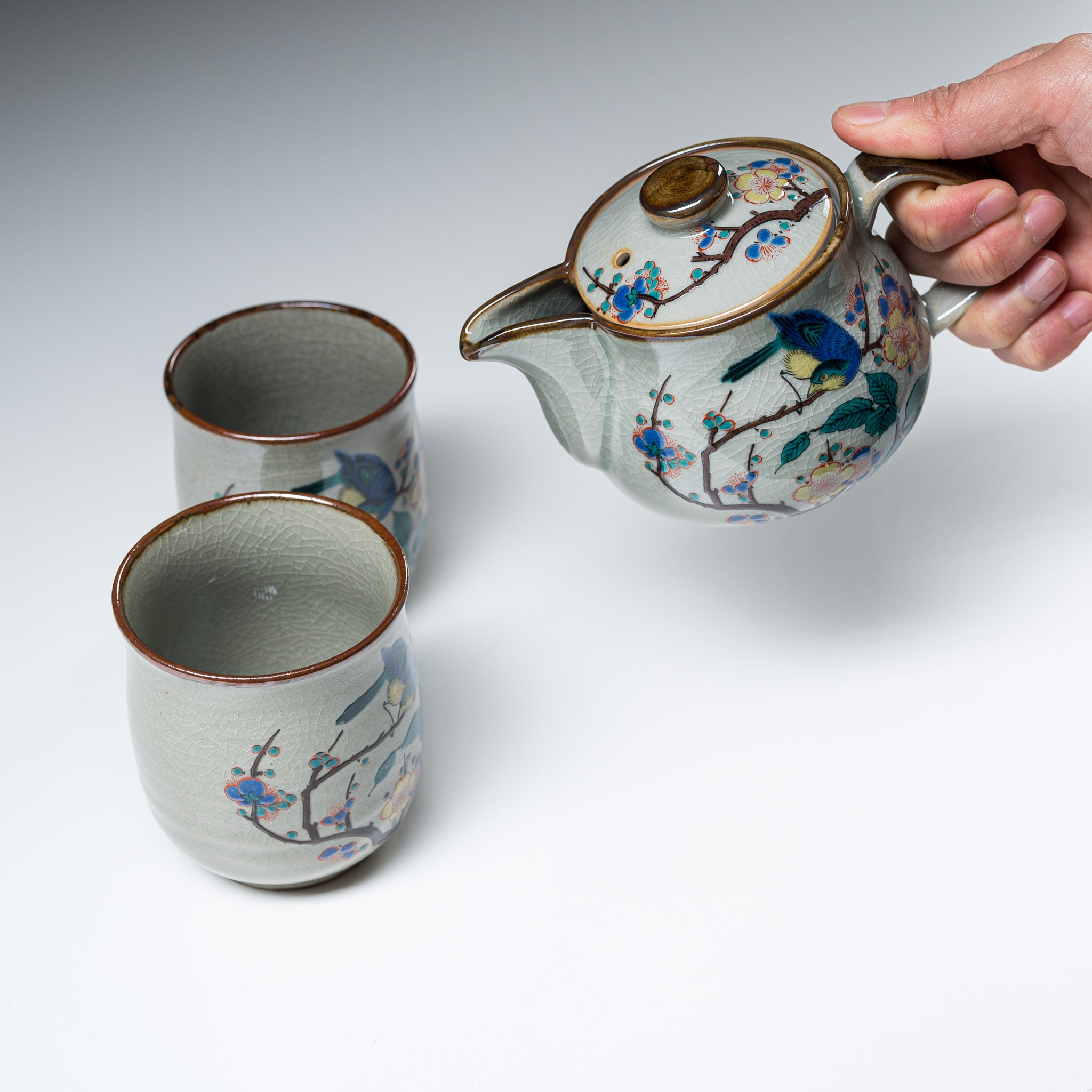 Kutani ware Tea Set - Blue Bird / 九谷焼 ティーセット
