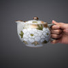 Kutani ware Single Tea Pot - White Peony / 九谷焼 急須