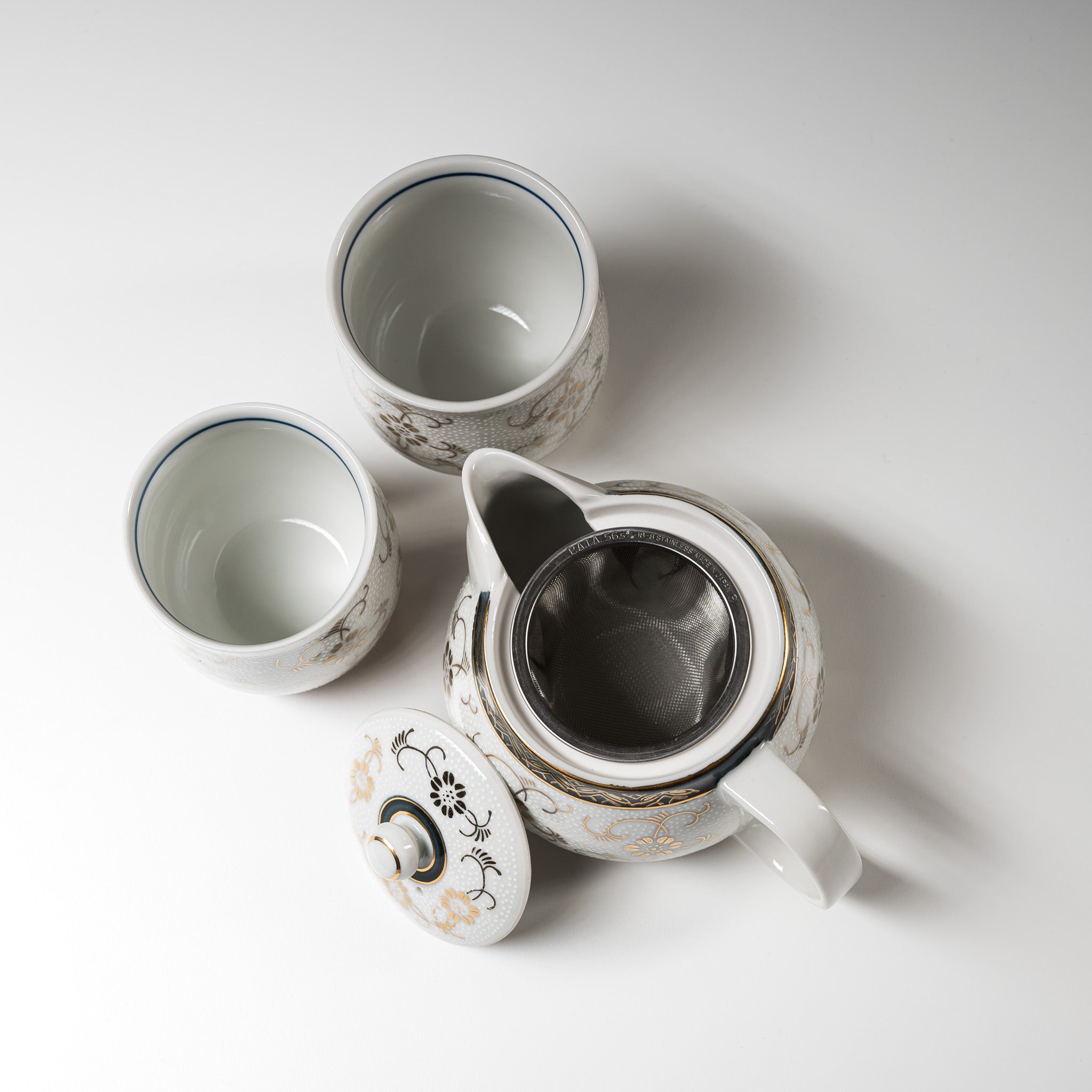 Kutani ware Tea Set - Shirochibu / 九谷焼 ティーセット 白粒