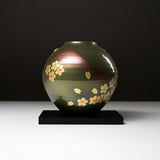 Kutani ware Vase with Tray - Golden Sakura / 九谷焼 花瓶