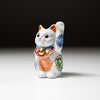 Kutani Ware Animal Ornament - White Beckoning Cat 