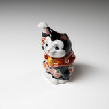 Kutani Ware Animal Ornament - Black Beckoning Cat "Kuro" / 九谷焼 招き猫