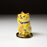 Kutani Ware Animal Ornament - Cat on Gold "Nene" / 九谷焼 小判猫