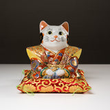 Kutani Ware Animal Ornament - Shogun Cat / 九谷焼 招き猫