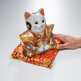 Kutani Ware Animal Ornament - Shogun Cat / 九谷焼 招き猫